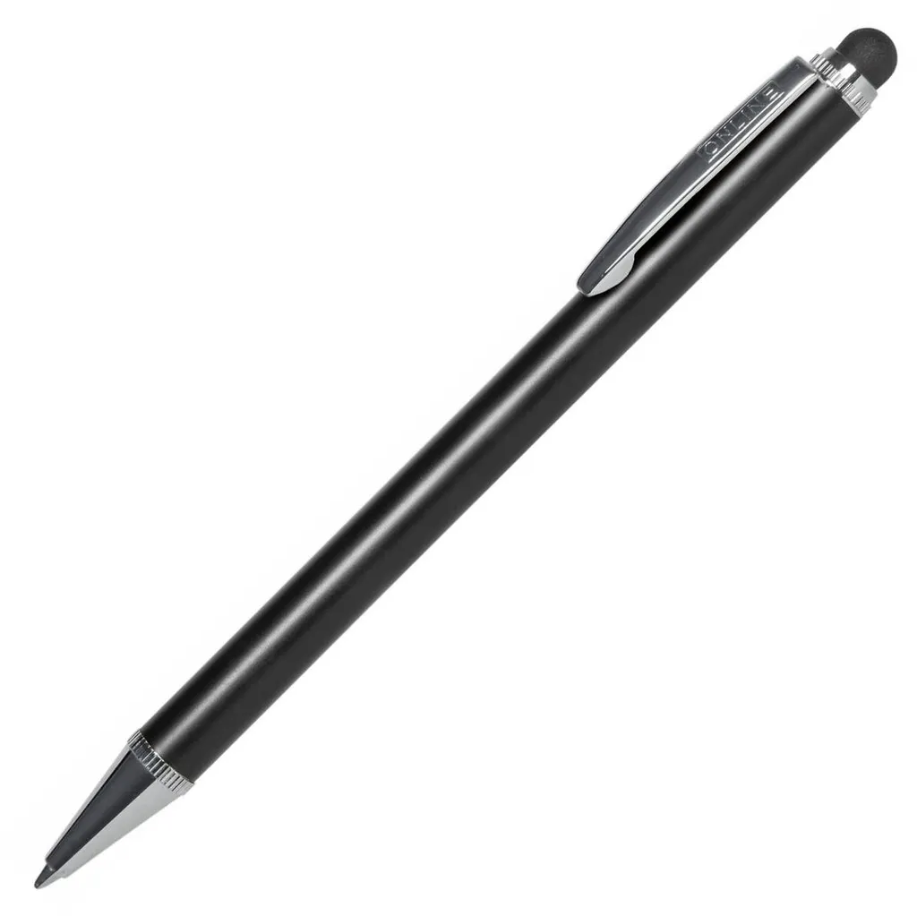 Stylo bille et stylet tactile 2-en-1 XL noir pour tablette et smartphone