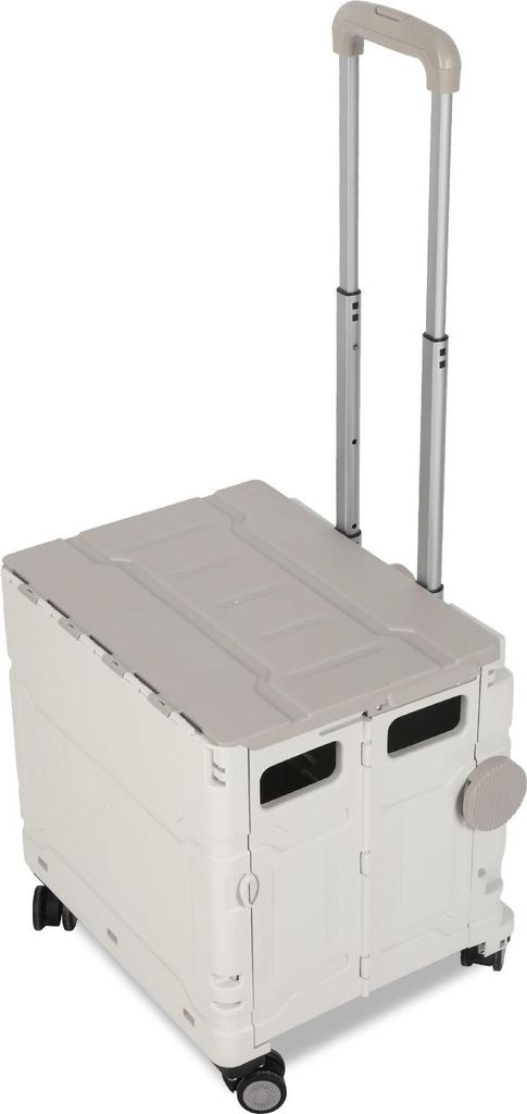 Jayseuw weiß Leichter Falt-Einkaufswagen, 55kg Tragkraft, dreistufig höhenverstellbar, abnehmbare & leise Räder, Bremse