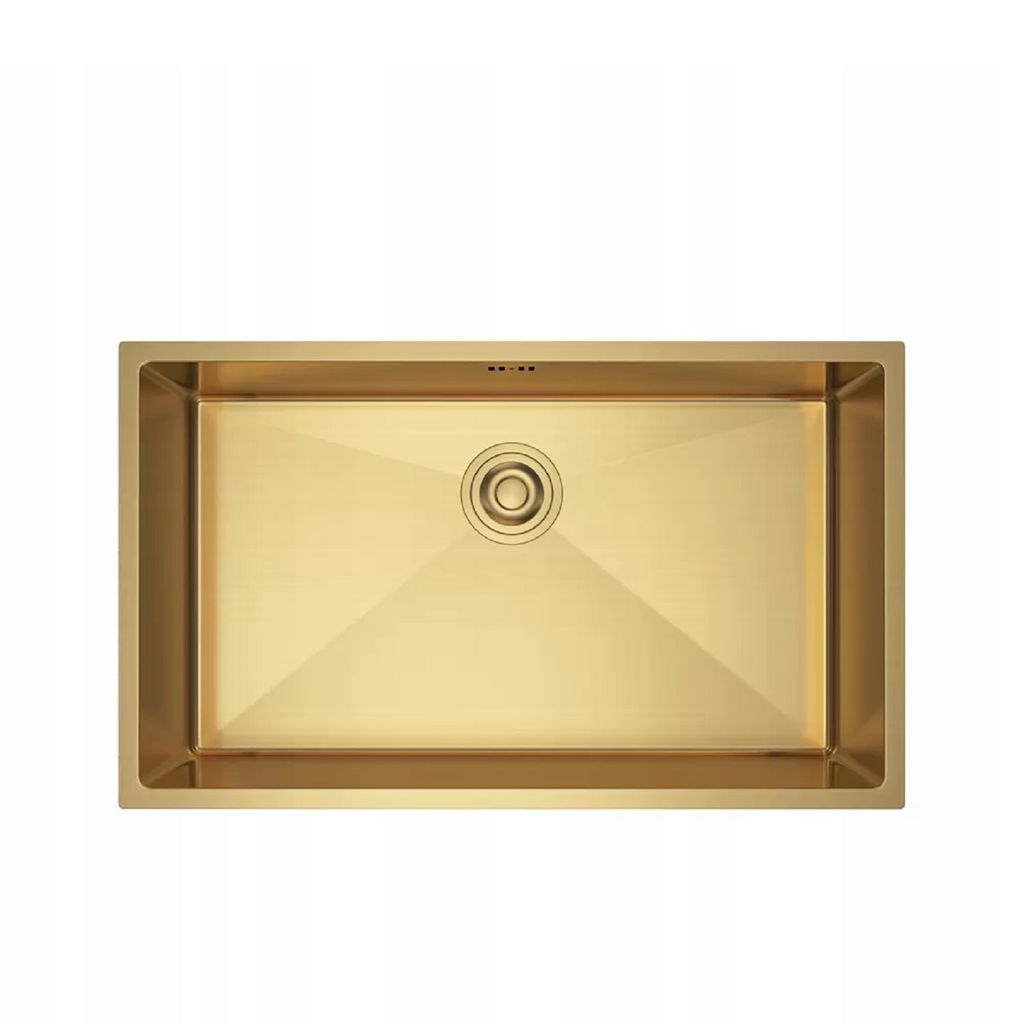 QLS Spülbecken SANTA Edelstahl Unterbau 74x44 cm + Siphon GOLD 11221