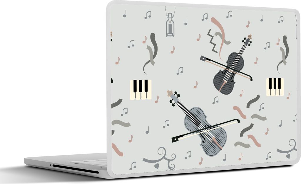 MuchoWow Laptop Aufkleber Sticker Cover Muster - Musik - Geige 30x22 cm - Laptop-Sticker