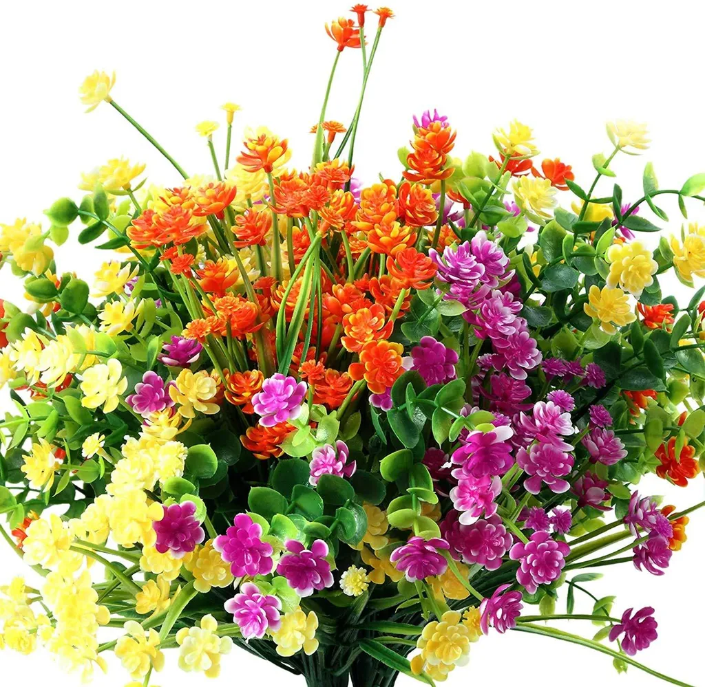 12 Fleurs Artificielles Extérieures UV - 6 Variétés Colorées de Qualité