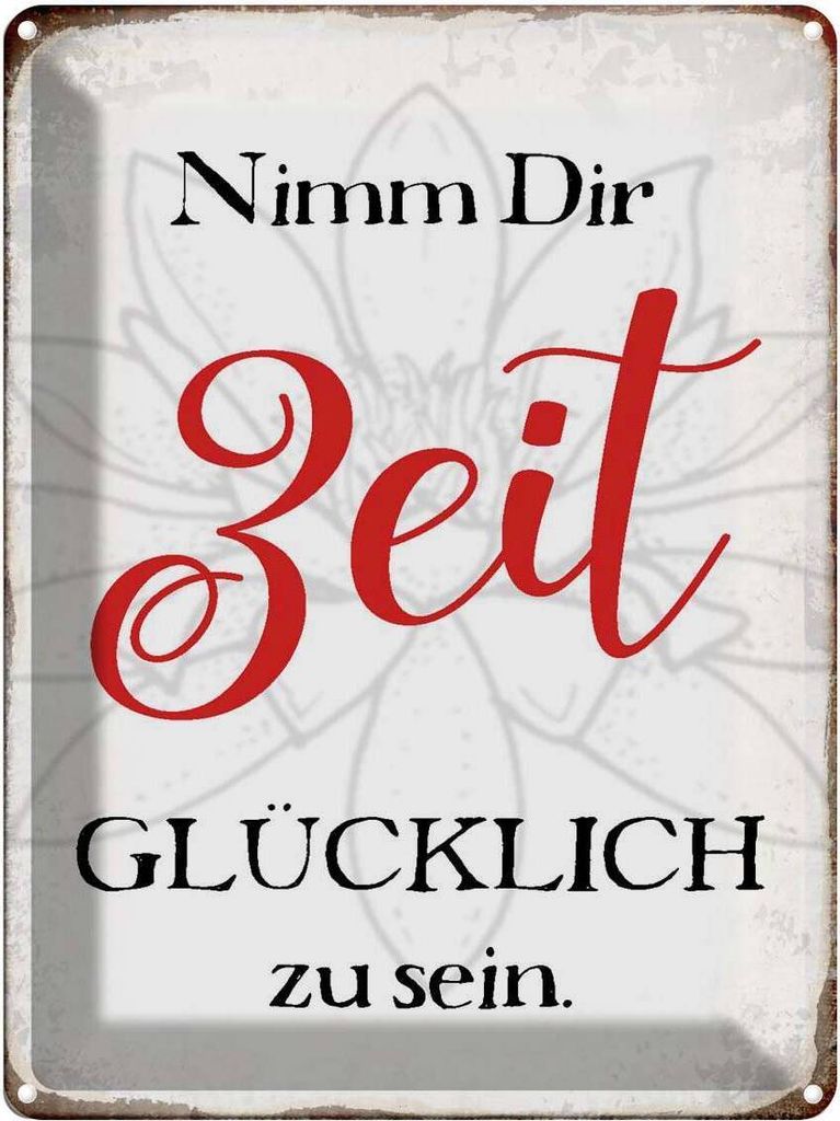 vianmo Blechschild 40x30 cm nimm dir Zeit glücklich zu sein Spruch Zitat