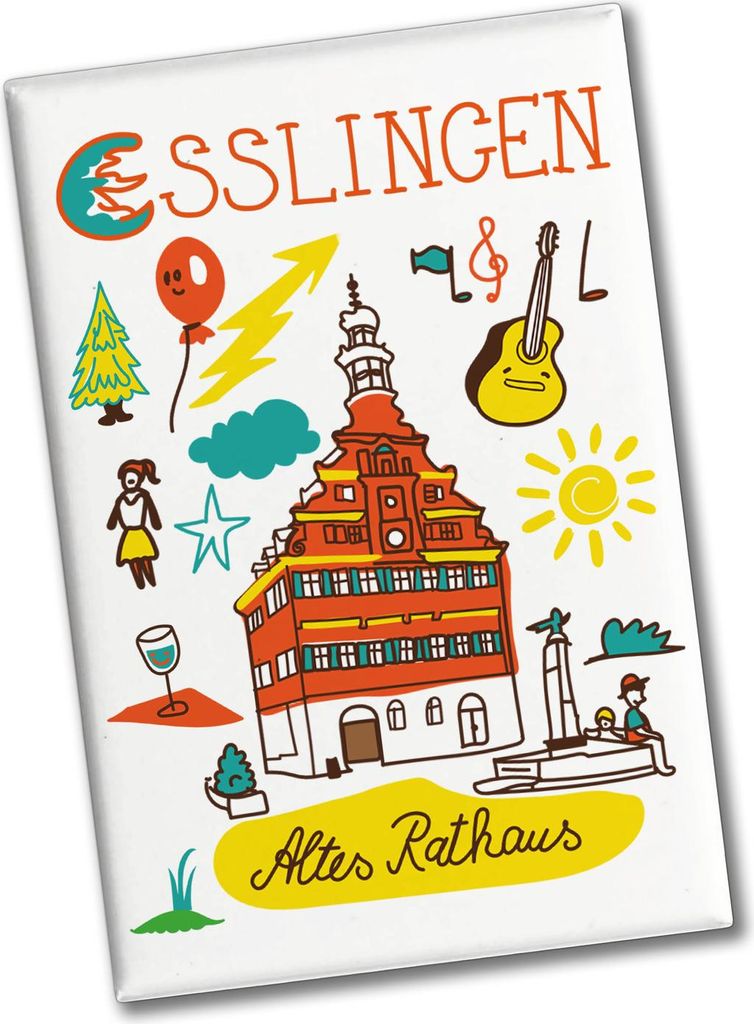 Esslingen Wimmelbild Souvenir Souvenir Magnet - Altes Rathaus