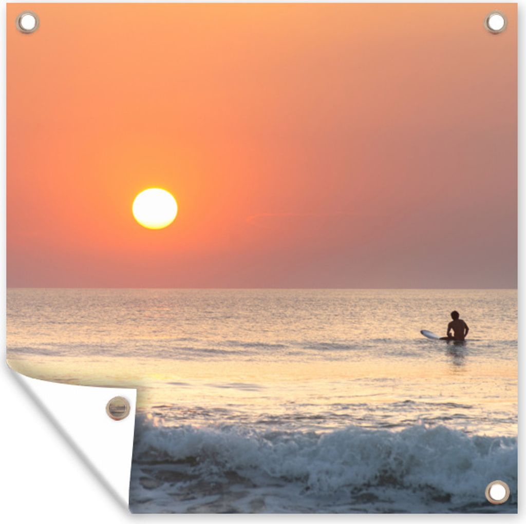 MuchoWow 100x100 cm Outdoor-Poster Gartendeko Sichtschutz Garten Poster für den Garten Meer - Surfen - Sonne
