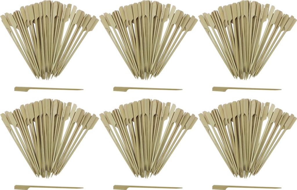 com-four 300x Fingerfood Spieße aus Bambusholz - Holzspieße mit breiter Grifffläche für besseren Halt - ideal für Buffet oder Gastro