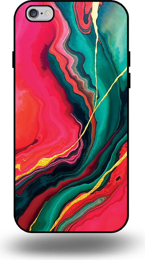 Smartphonica Handyhülle geeignet für iPhone 6/6s mit rot-grünem Marmor-Druck - TPU Backcover Case rot-grünes Marmor-Design