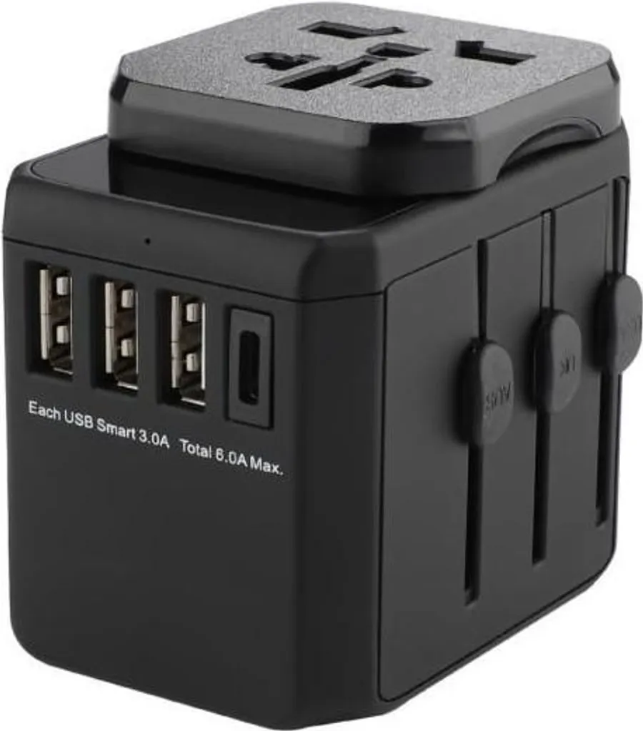 Adaptateur de voyage multi-ports 3 USB-A et 1 USB-C charge ultra rapide