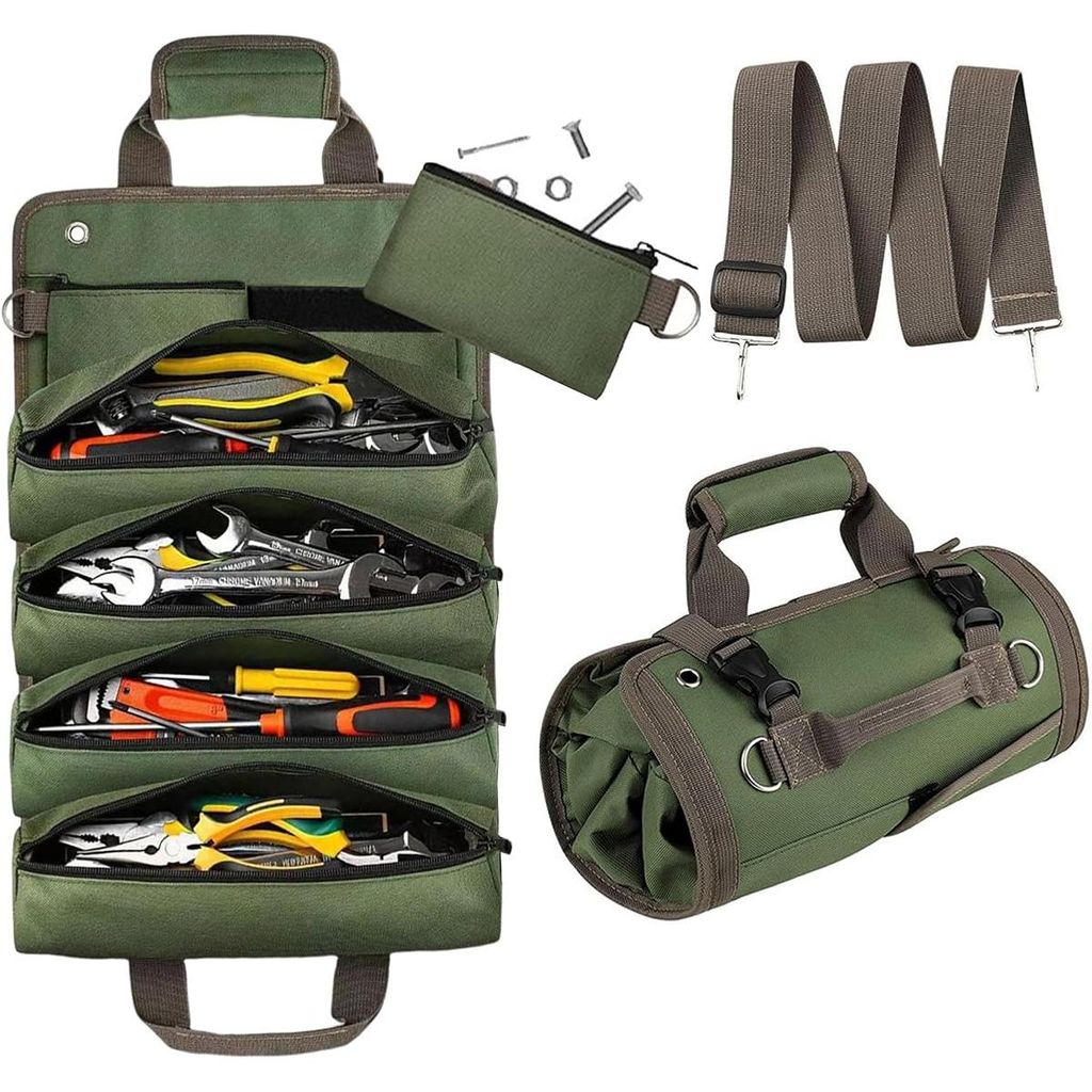 Werkzeug-Rolltasche,600D Oxford-Gewebe,19 Zoll Elektriker-Tasche & Auto-Hängetasche mit abnehmbaren Beuteln & verstellbarem Schultergurt, Wasserab...