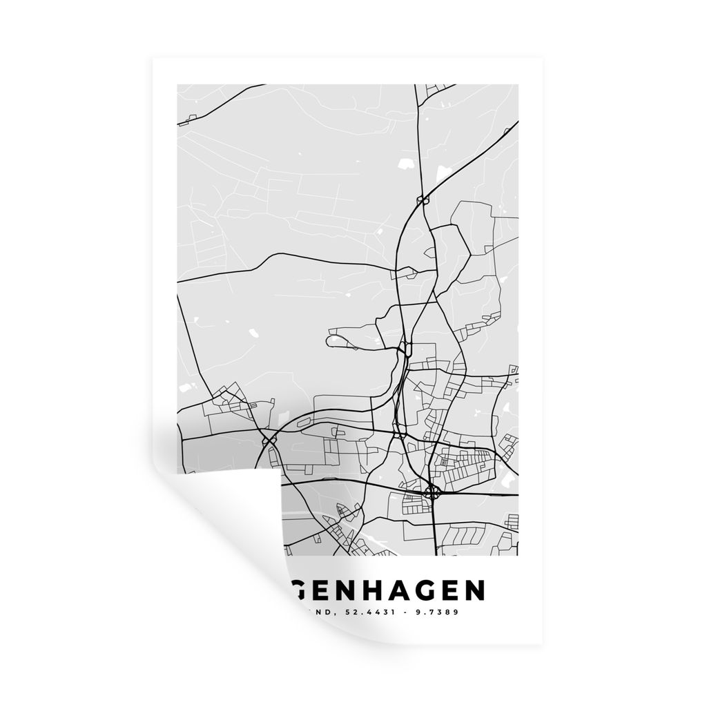 MuchoWow Wandtattoo Wandsticker Wandaufkleber Langenhagen - Karte - Deutschland - Stadtplan 40x60 cm Selbstklebend und Repositionierbar - Wierder...