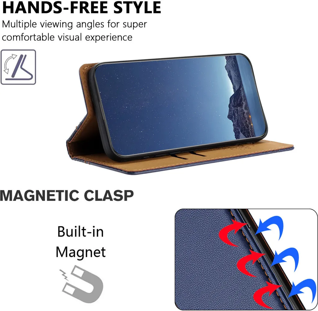 Cover a Libro Moto G42 Blu - Custodia Professionale in Pelle con Stand - 2