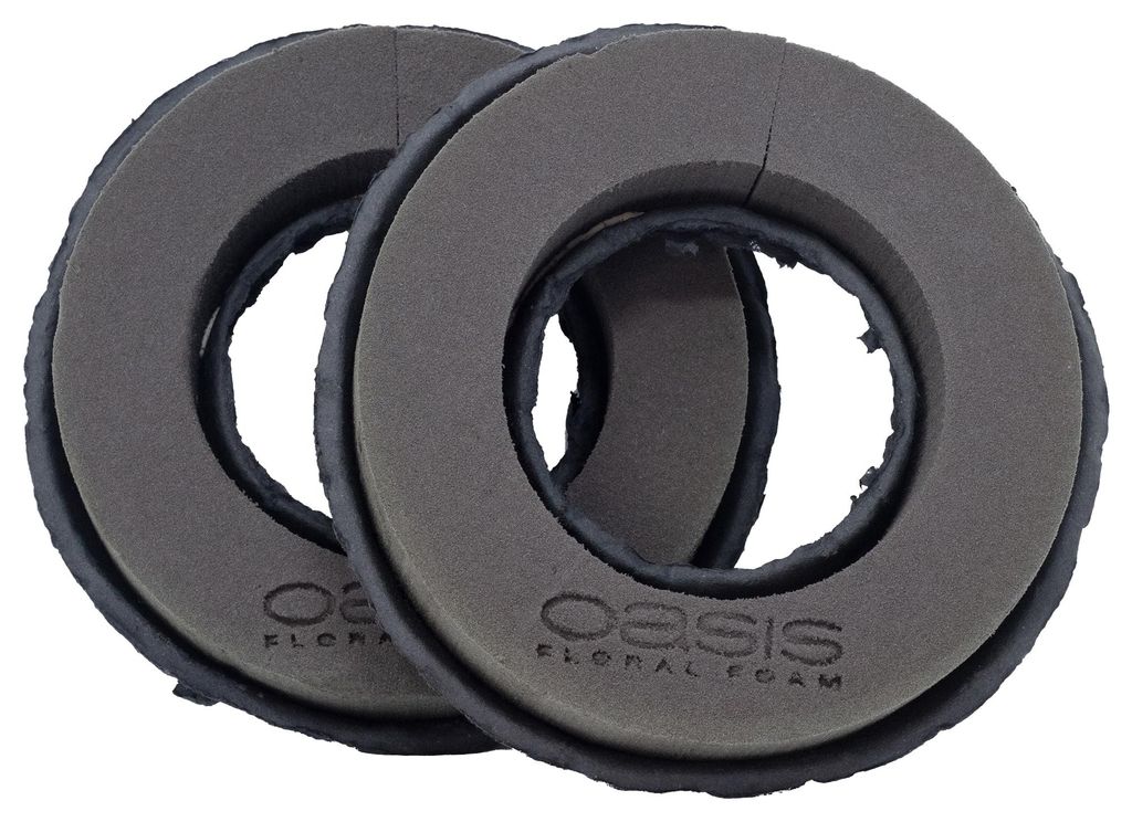 Schwarzer Steckschaum Ring Ø17cm mit Unterlage im 2er-Set - Produktbild 
