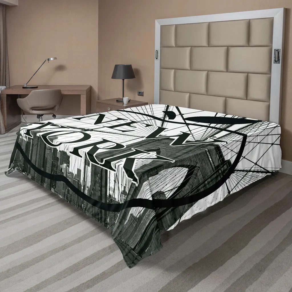 Drap de Lit NYC Design Urbain Confortable 260x228cm Microfibre Noire