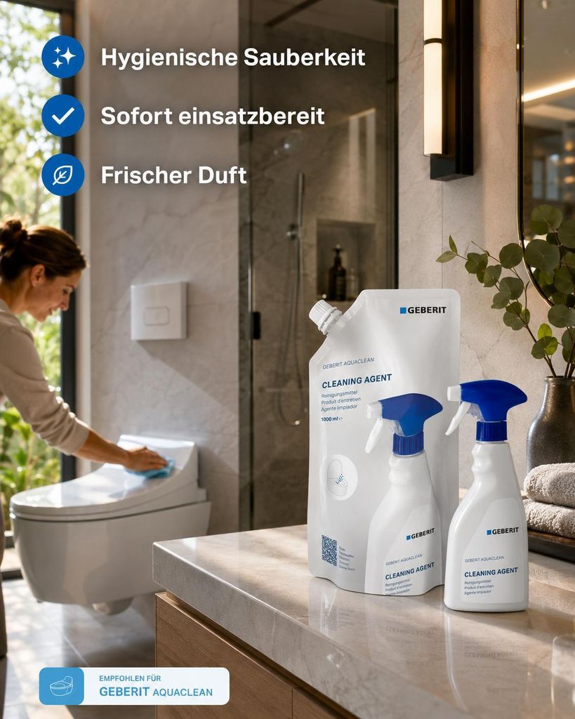 BADfabrik24 Geberit AquaClean Reinigungsmittel Nachfüllbeutel + Geberit AquaClean Entkalkungsmittel