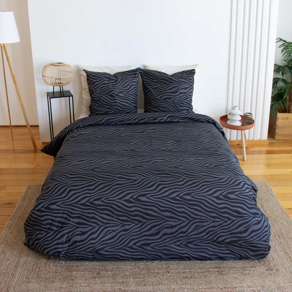 Bettwäsche 3-teilig Zebra Baumwolle Bezug + Kissenbezüge