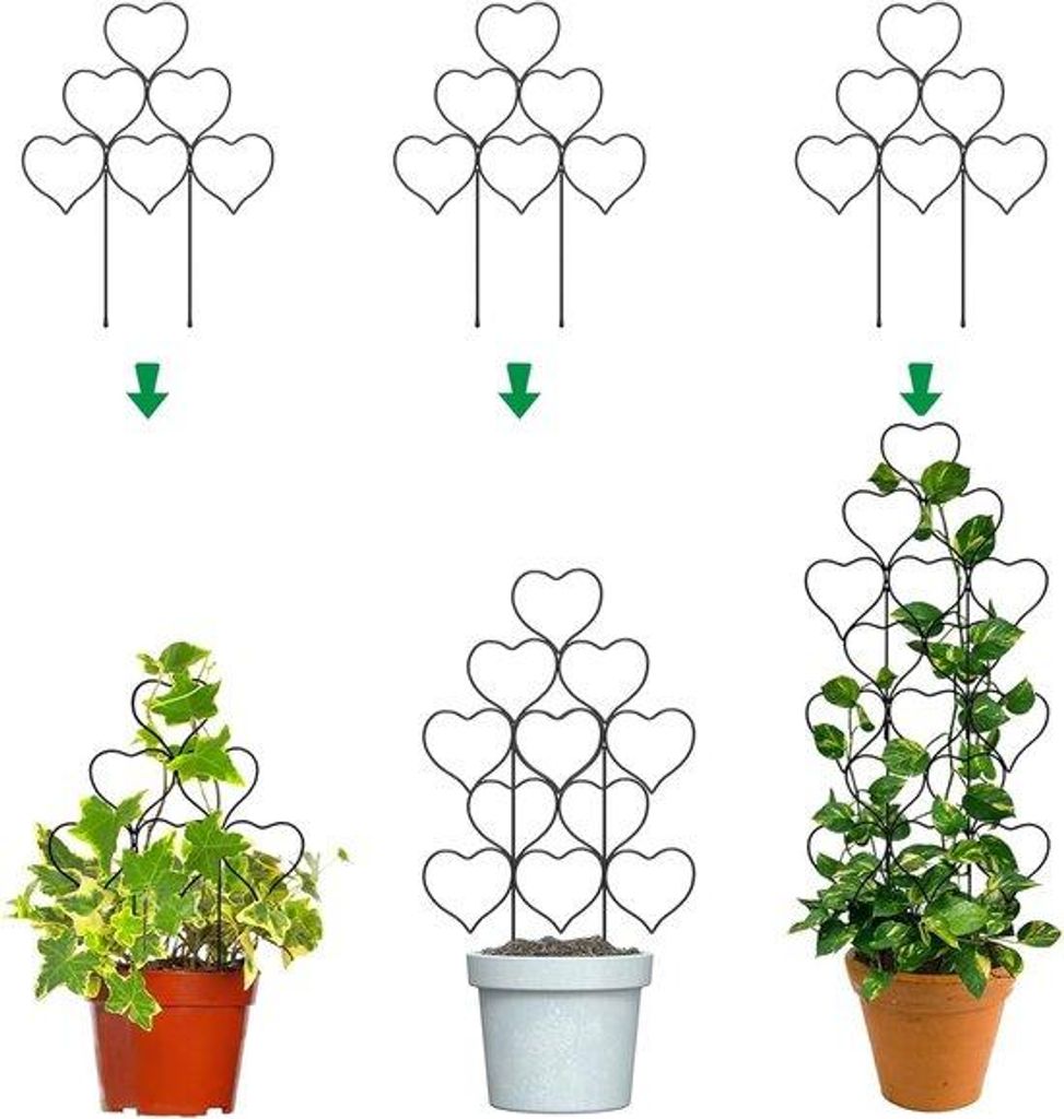 Klimrek für Zimmer- und Balkonpflanzen, 3-teilige metallene Leiter - Kleiner Gartenleiter für Pflanzen, Blumen, Selbstbaudeko.