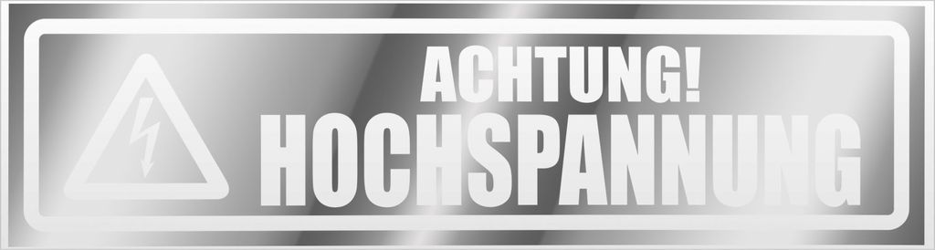 Kiwistar Achtung! Hochspannung invertiert Magnetschild Schild magnetisch - 60cm Chrom - Magnetfolie für Auto PKW Kfz