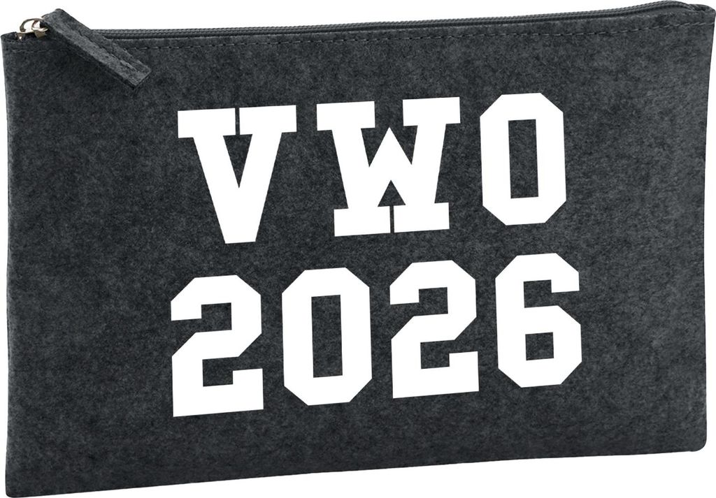 Huuraa Kulturbeutel VWO 2026 Abschluss Niederlande 1 Liter Charcoal Filz Kosmetiktasche Geschenkidee