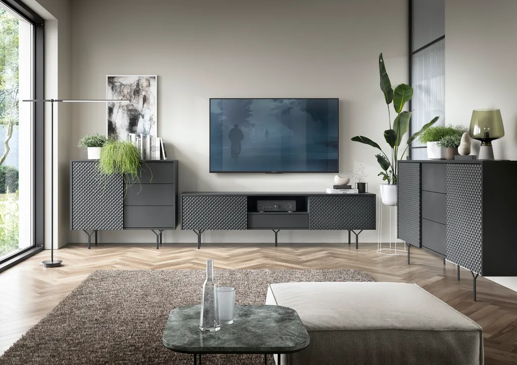 Commode gain de place 97 cm noir graphite 3 tiroirs pour ranger facile - 7