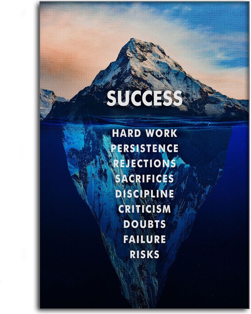 Success Iceberg - Leinwandbild Motivation: 150x200 cm / Leinwand / Goldener Rahmen