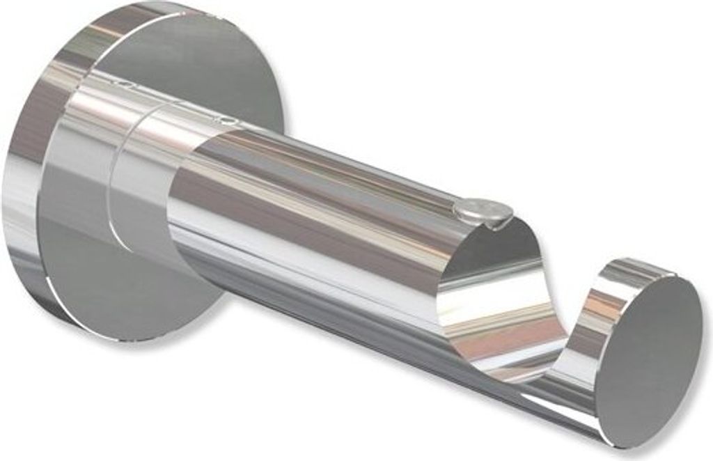 A single chrome curtain rod bracket is shown against a white background.