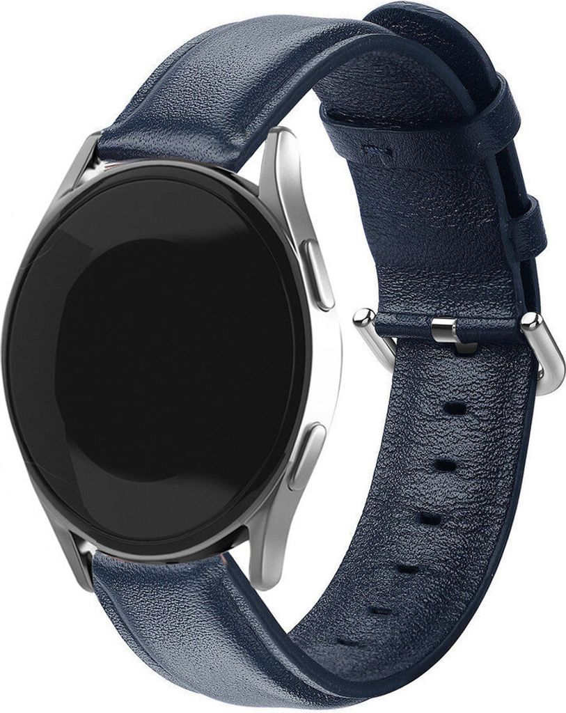 Strap-it Samsung Galaxy Watch 4 Classic 46mm Lederarmband (Dunkelblau) - Große: S