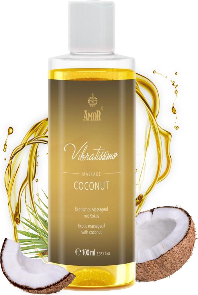 Vibratissimo Coconut 100 ml Massageöl - Natürliche Entspannung mit KokosDuft - Hautpflege, Wellness, Exotischer Duft, Liebesöl