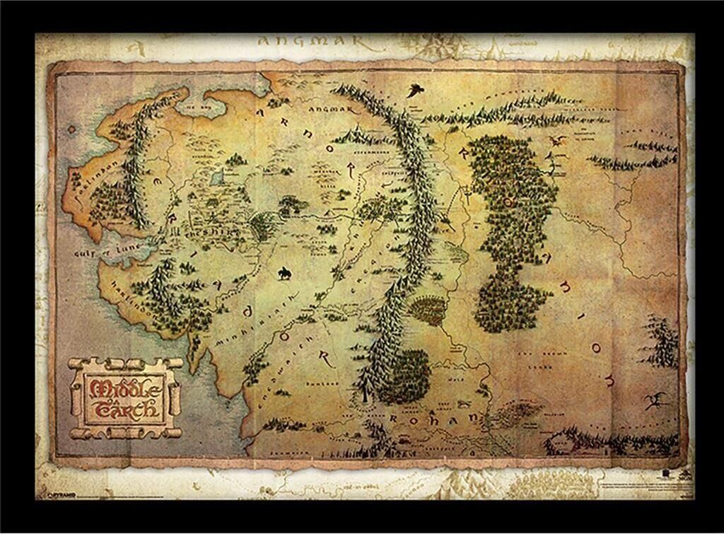 The Hobbit - Gerahmtes Poster "Journey Map" PM9704 (30 cm x 40 cm) (Bunt)