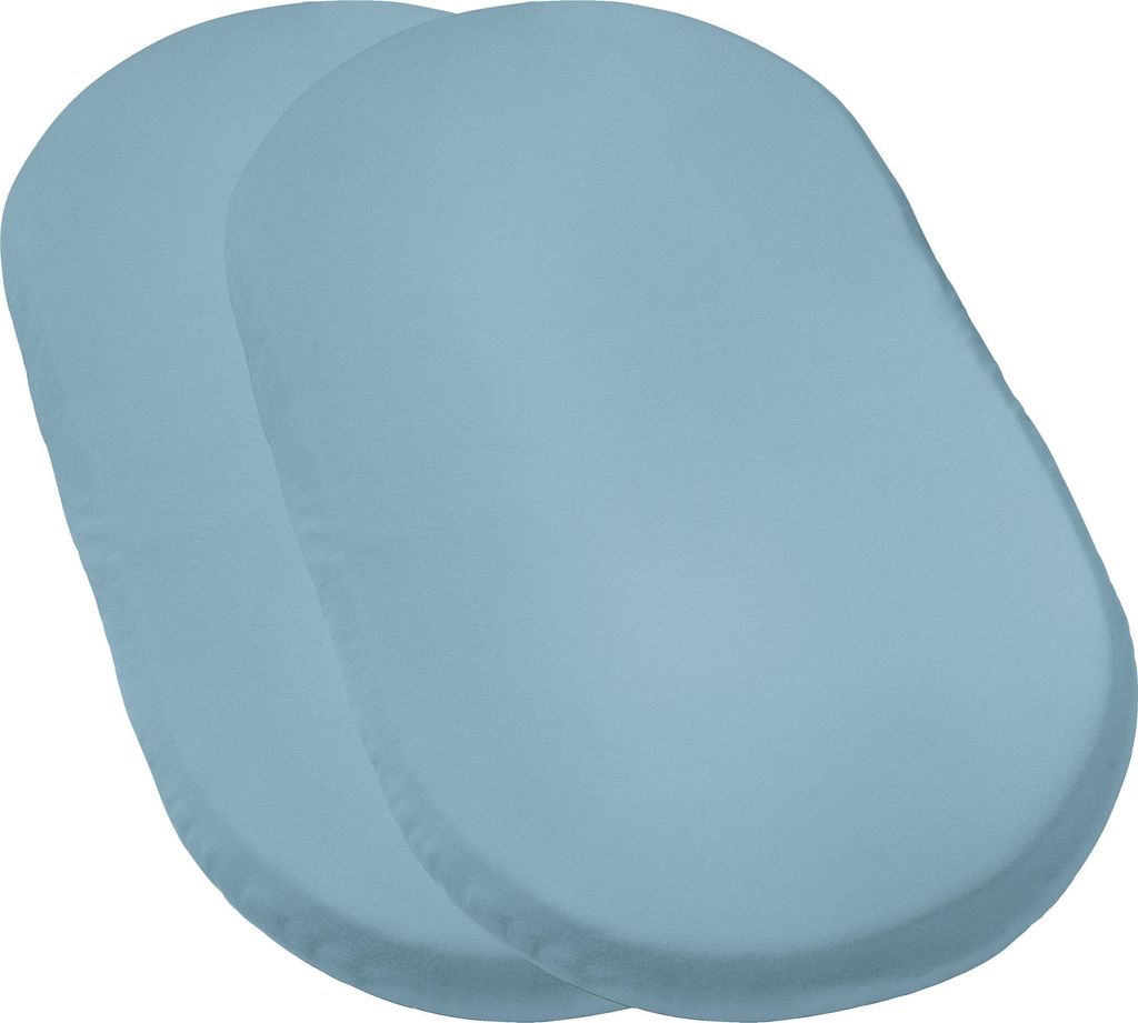 Erwin Müller Baby-Spannbettlaken Murnau" 2er-Pack hellblau 40x70 cm oval"
