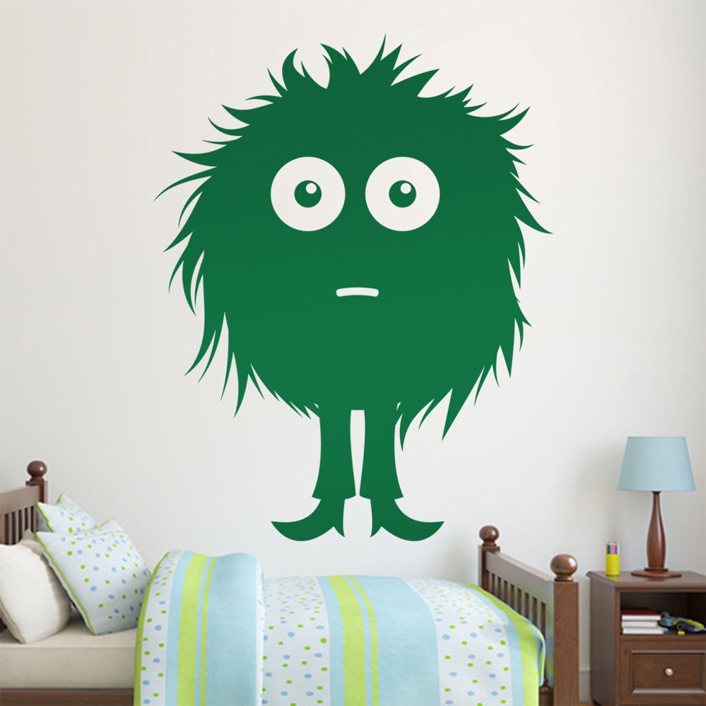 KIWISTAR Haariges kleines Monster Wandtattoo in 6 Größen - Wandaufkleber Wall Sticker - Dekoration, Küche, Wohnzimmer, Schlafzimmer, Badezimmer