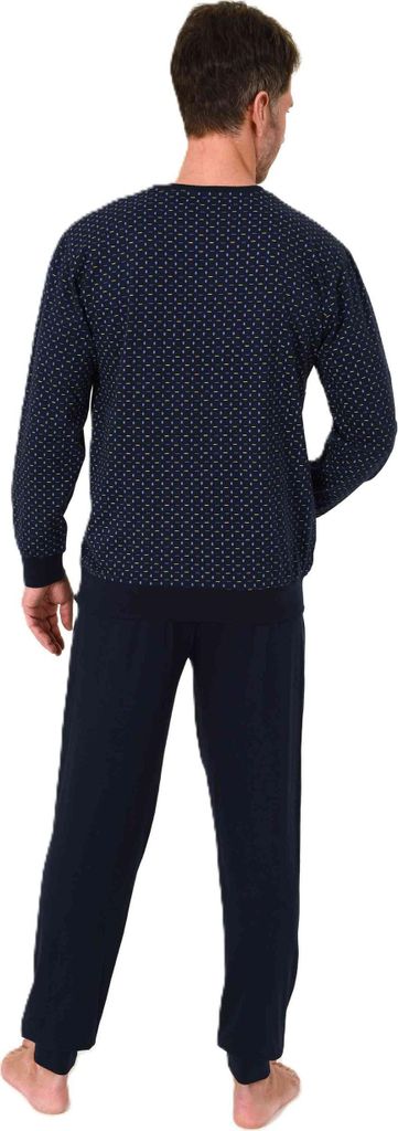 Normann Herren Schlafanzug langarm Pyjama mit Bündchen in zeitloser Minimal Print Optik ; gelb , 54