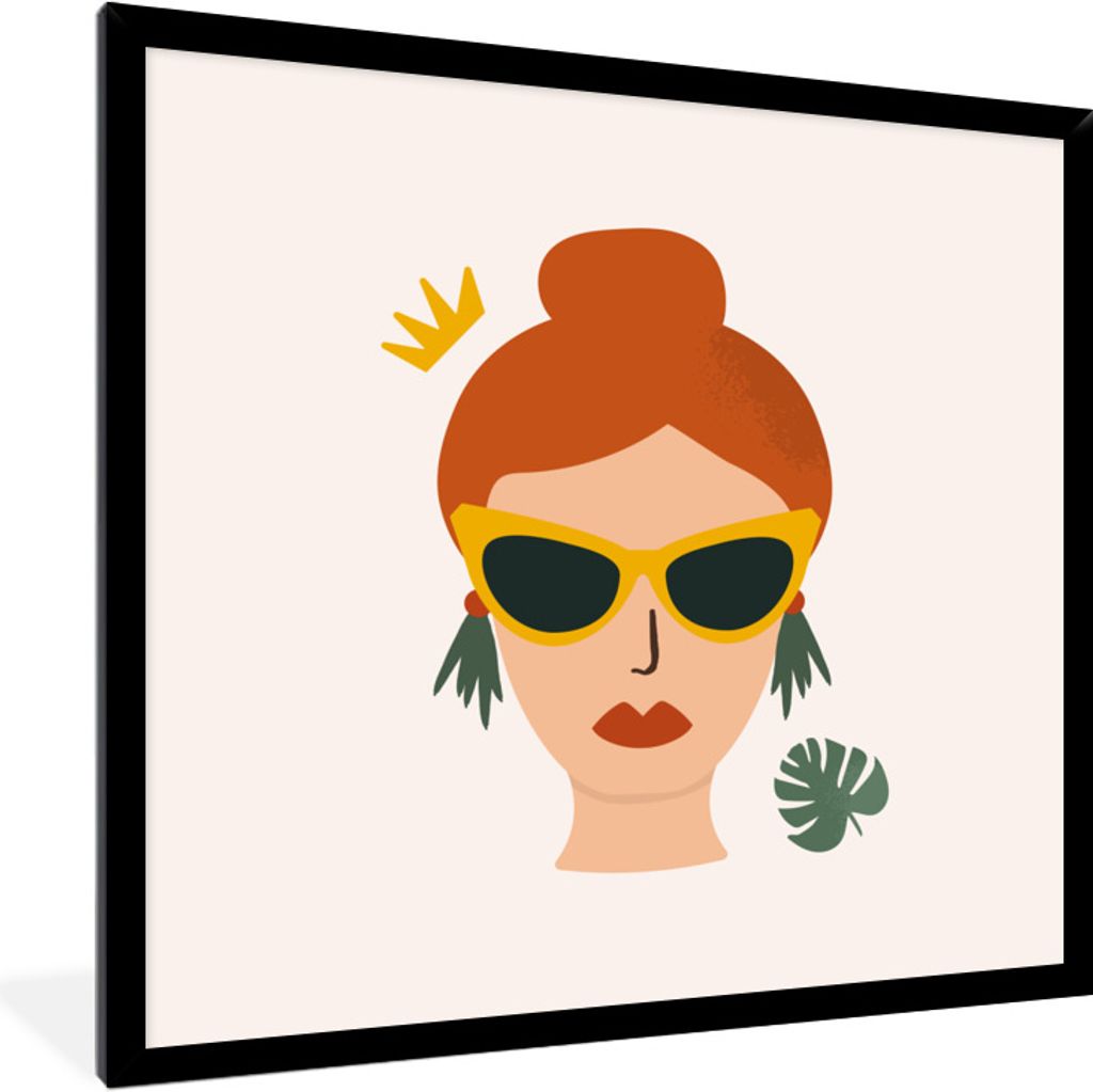 MuchoWow Gerahmtes Poster Frau - Porträt - Sonnenbrille 40x40 cm - Poster mit Schwarzem Bilderrahmen Wandposter Rahmen Foto Bilder - Mit Rahmen ...