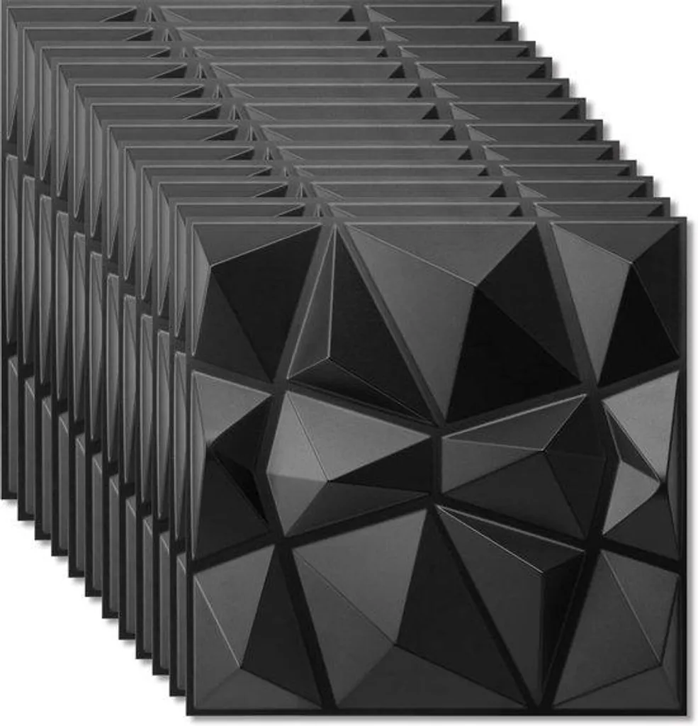 Rénovez vos murs abîmés avec ces panneaux 3D PVC noirs lot de 12 pièces