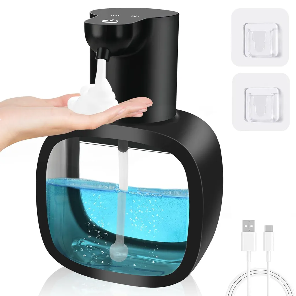 Distributeur automatique de savon moussant 500ml rechargeable USB noir