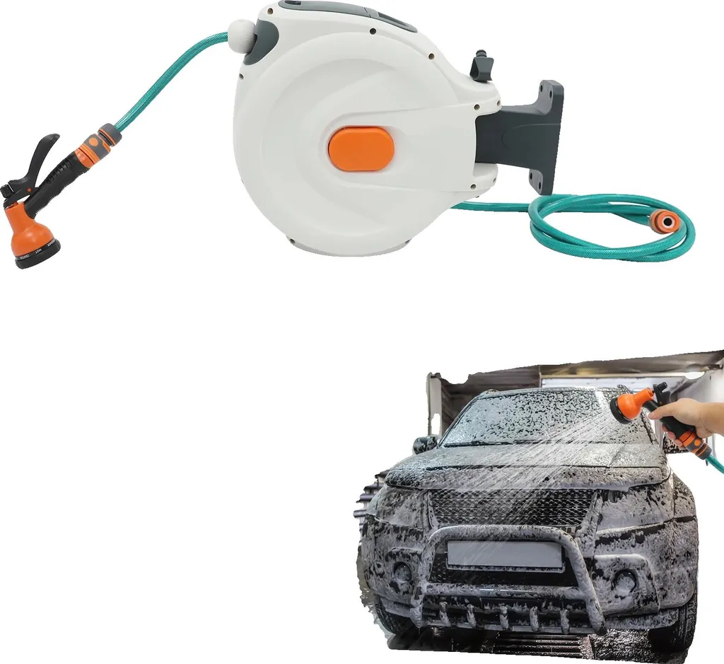 Tuyau d'arrosage rétractable 20m idéal pour arrosage pelouse et terrasse