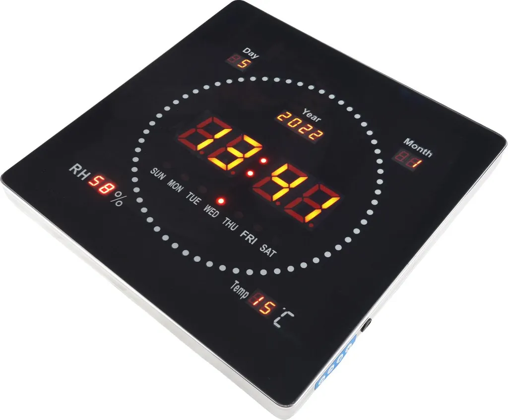 Horloge murale numérique lumineuse LED avec calendrier grand format XL - 2
