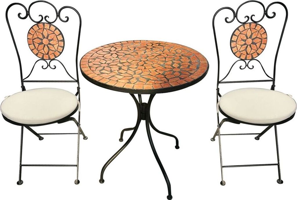 Bistro-Set aus Eisen, 1 Tisch, 2 Stühle mit runden Produktbild 