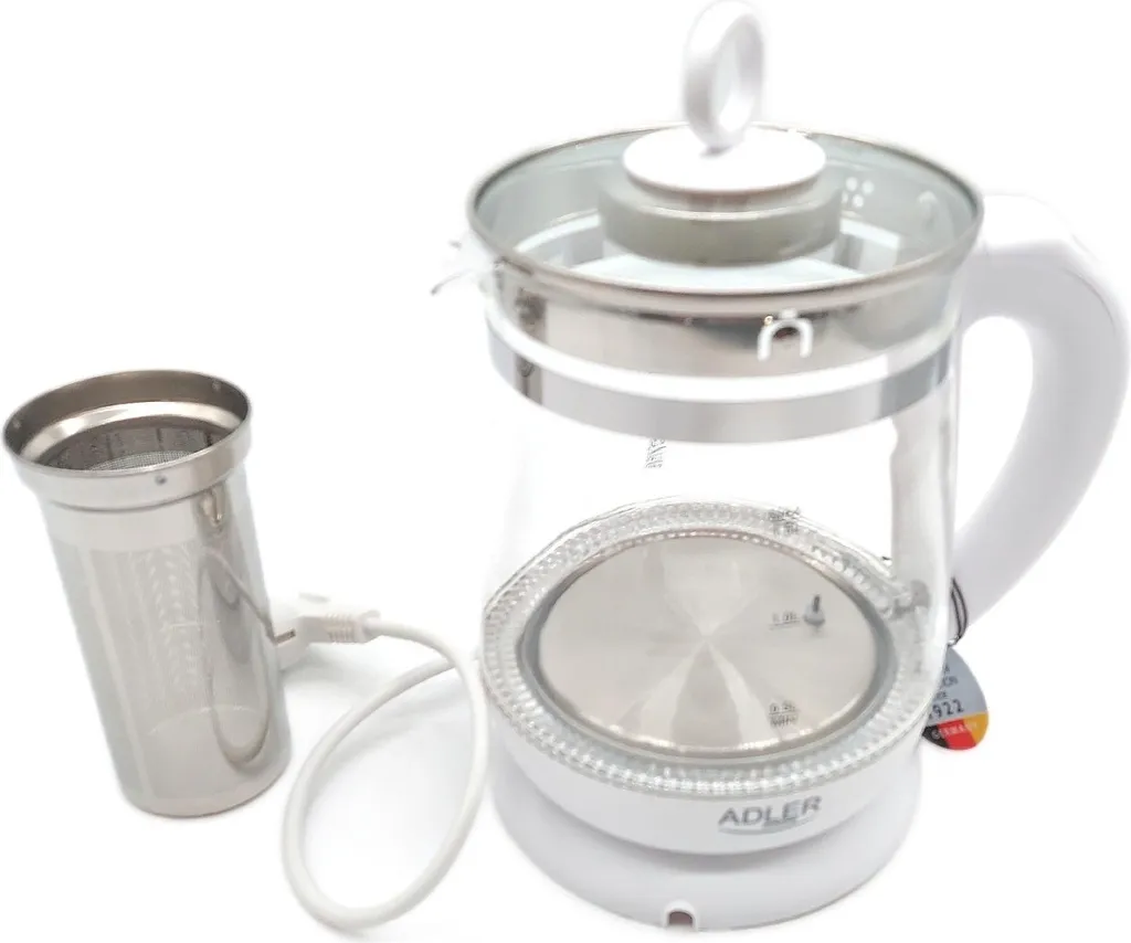 Adler AD 1299 Bollitore in Vetro con Infusore 1,5L Bianco 2200W - 10