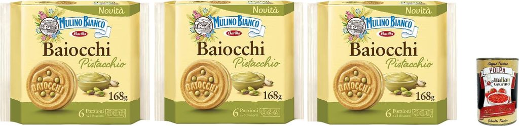 Mulino Bianco Baiocchi Pistacchio, Pistazienkekse, Pistaziengebäck, Kekse mit Pistazien und Mürbeteig, ideal für Frühstück oder Snack, Palmöl...