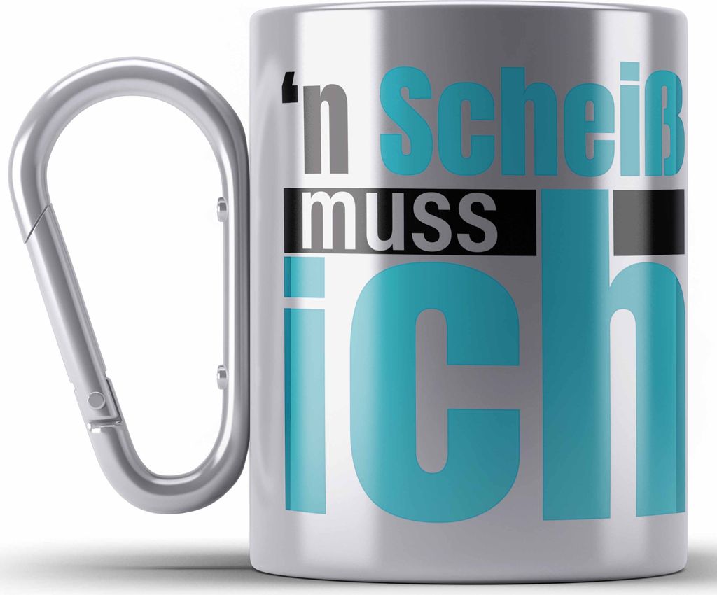 Trendation - N Sch Muss Ich Beste Sprüche für Büro Edelstahl Tasse Karabiner Arbeit Geschenk Kollegin Kollege Rebell (Silber)