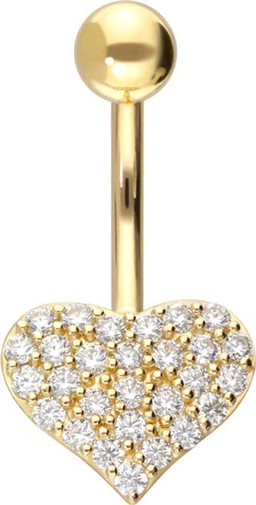 Bauchnabelpiercing 18 Karat Gold Bananabell MOISSANIT-HERZ Gold 18 Karat