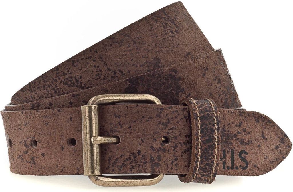 H.I.S Leder Gürtel 35mm Leather Belt W90 Dark Brown braun
