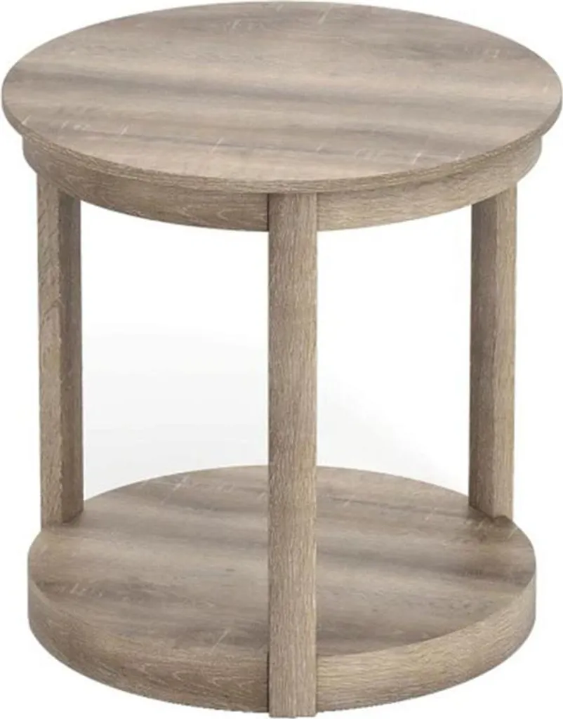 Tavolino da Caffè JV12666GR Grigio - Legno Massello 2 Livelli