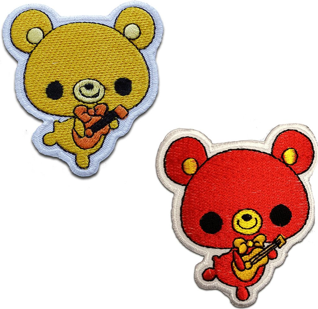 Teddy Bär Mit Gitarre Baby - Aufnäher, Bügelbild, Aufbügler, Applikationen, Patches, Flicken, Zum Aufbügeln, Größe: 6,7 x 7,5 cm
