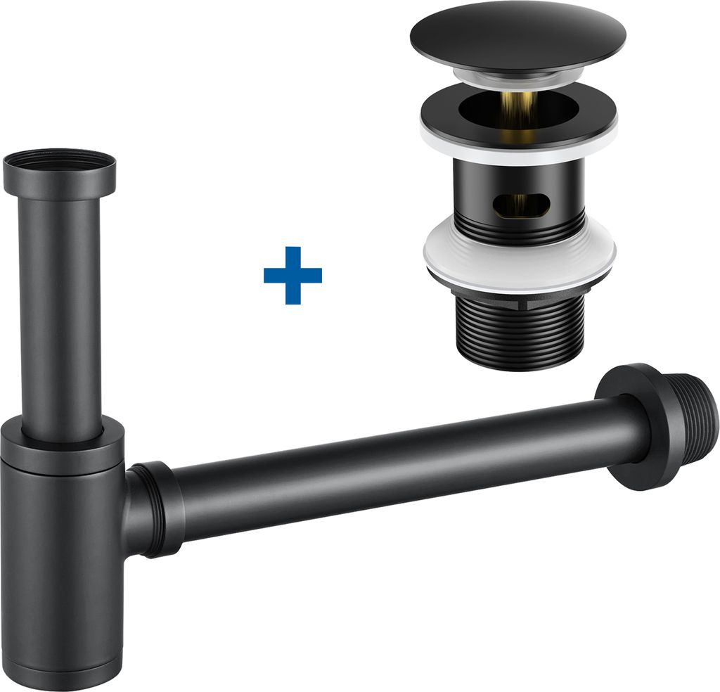 Siphon + POP UP Ablaufgarnitur Set mit Überlauf Stöpsel Produktbild 
