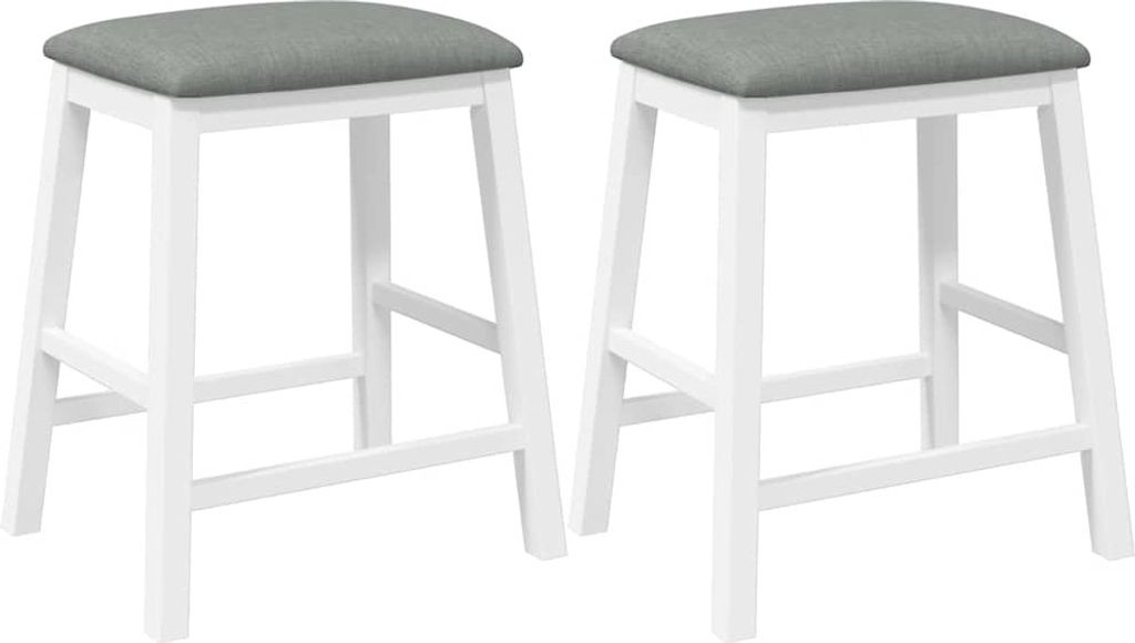 Barstühle mit Kissen 2 Stk. Weiß Massivholz Gummibaum