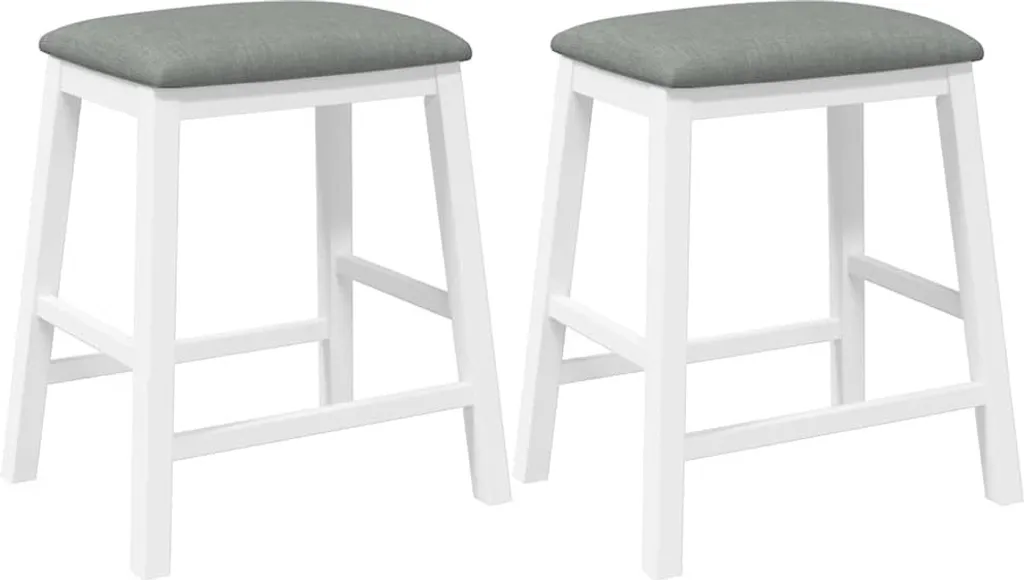 SYFAX Sedie da Bar Bianco Legno Massello Hevea - Set 2 Sgabelli con Cuscini