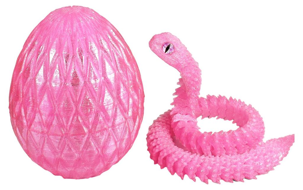 3D-gedruckte Schlangenei-Figur mit beweglichen Gelenken, Schlangenfigur, Schreibtisch-Fidget-Spielzeug, Ei mit beweglicher Schlange im Inneren, Dek...