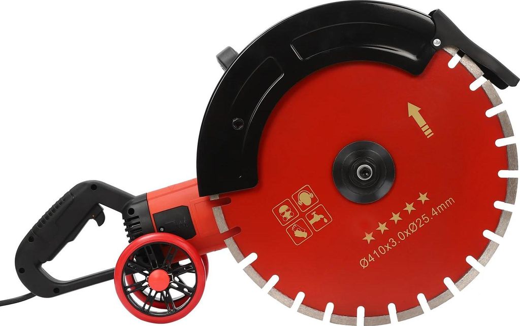 Elektrische Beton- und Steinsäge - Kreissäge - 4000 W - 40 cm Trennscheibe - Mit Scheibe - Führungsrolle - EU-Stecker - Rot
