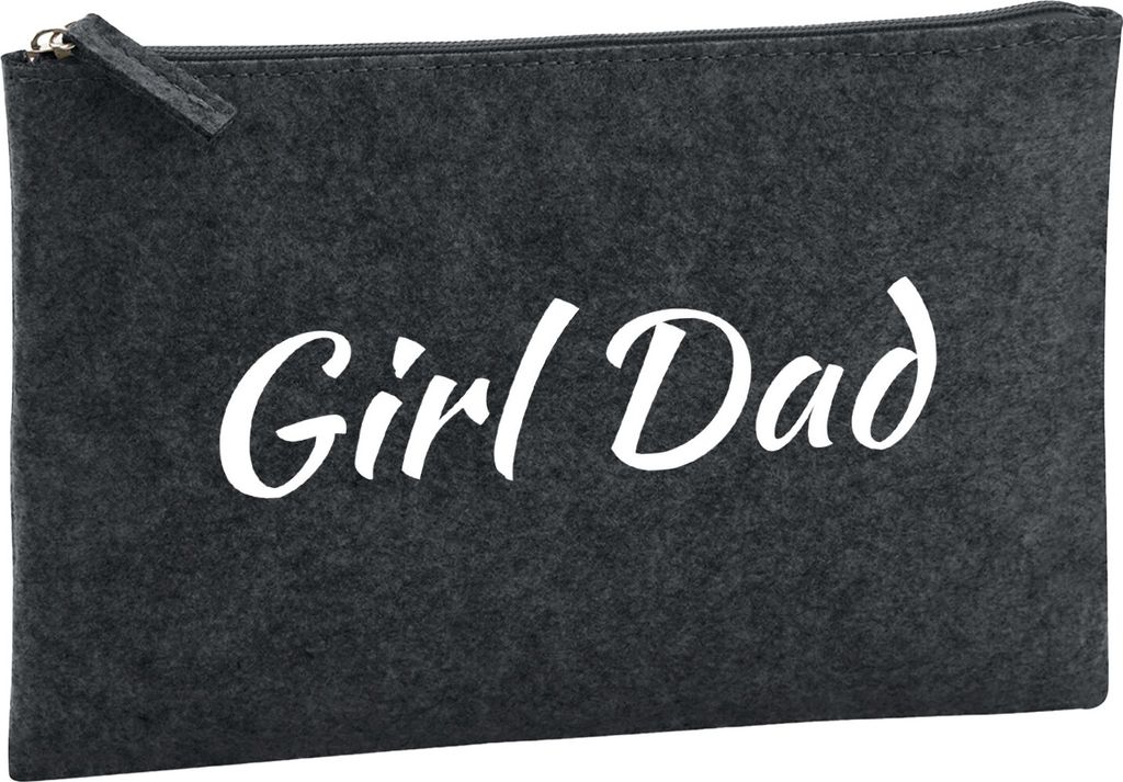 Huuraa Kulturbeutel Girl Dad Schriftzug 1 Liter Charcoal Filz Kosmetiktasche Geschenkidee
