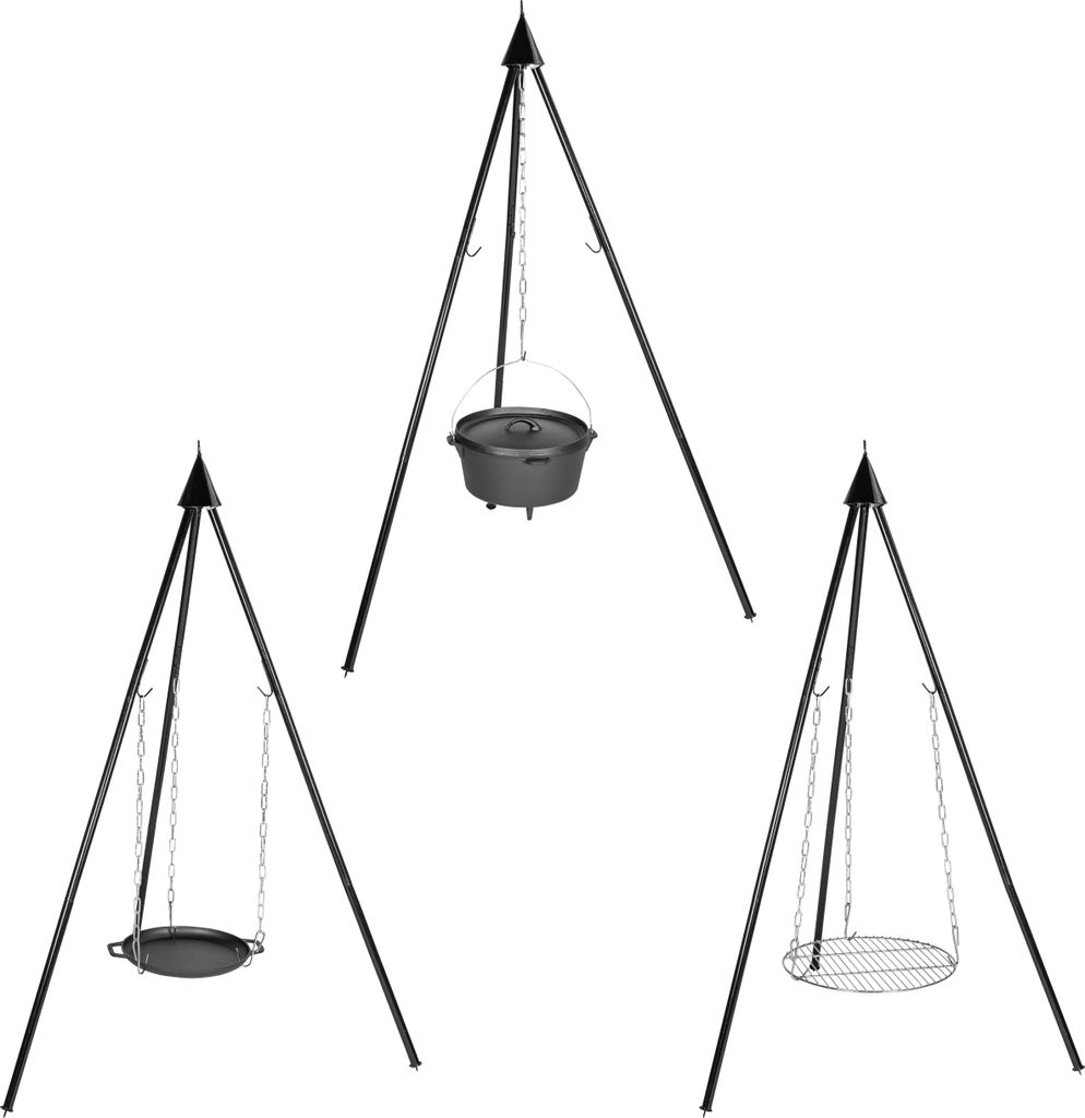 MEATEOR Swivel Grill / Schwenkgrill mit Dreibein, Grillrost höhenverstellbar über Kettenzug, für zuhause und unterwegs